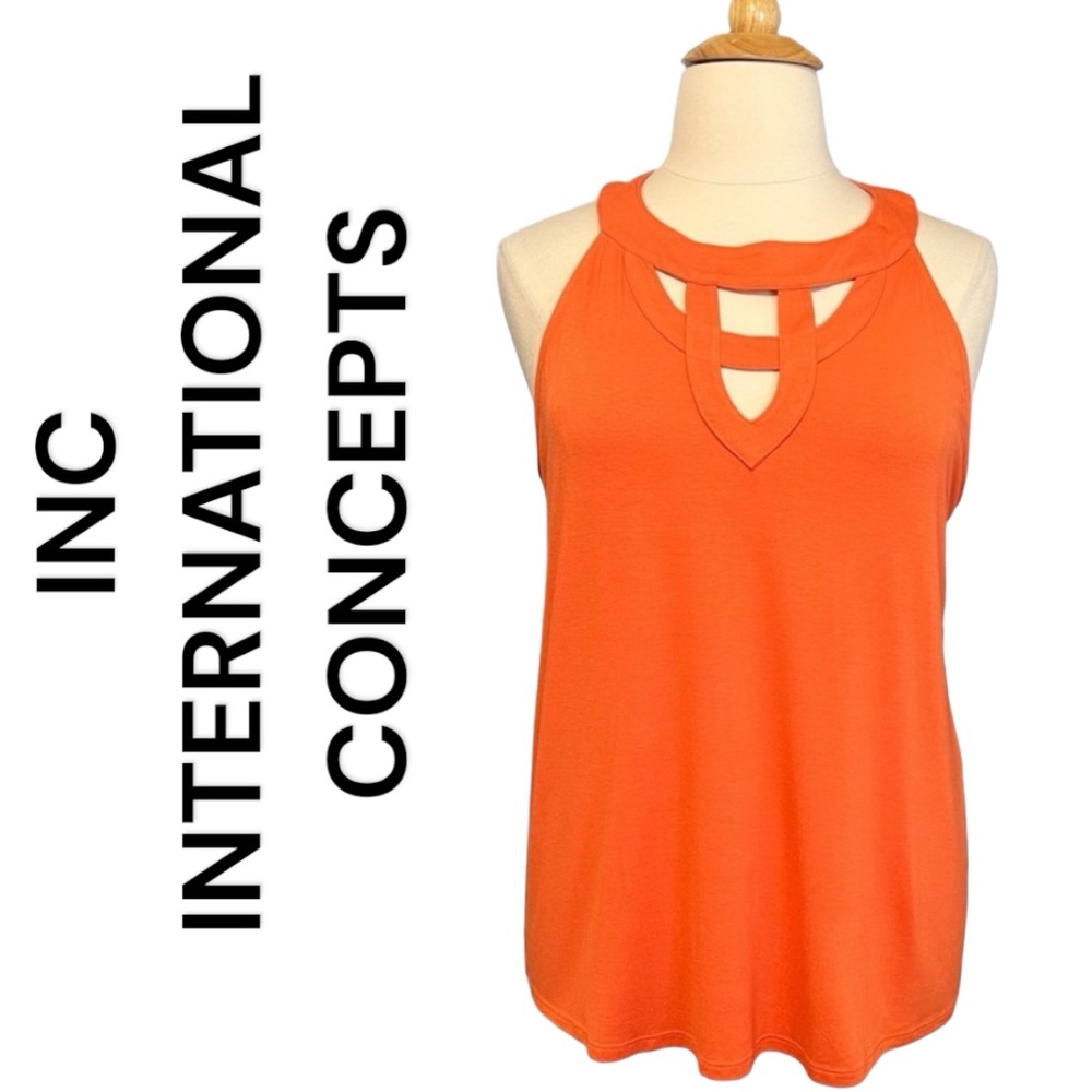INC NWT Cutout Orange Halter Tank Top ~ 1X